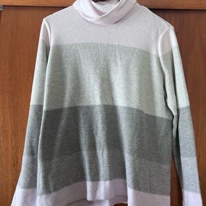 Croft & Barrow Cowl Neck Sweater - Gray and Cream Stripes
